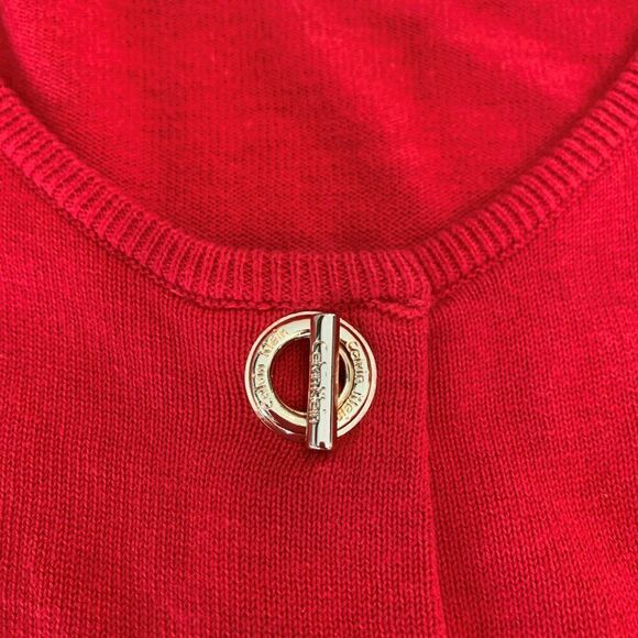 Calvin Klein cardigan, chili pepper red, toggle close, updated silhouette, sz M - Picture 4 of 16